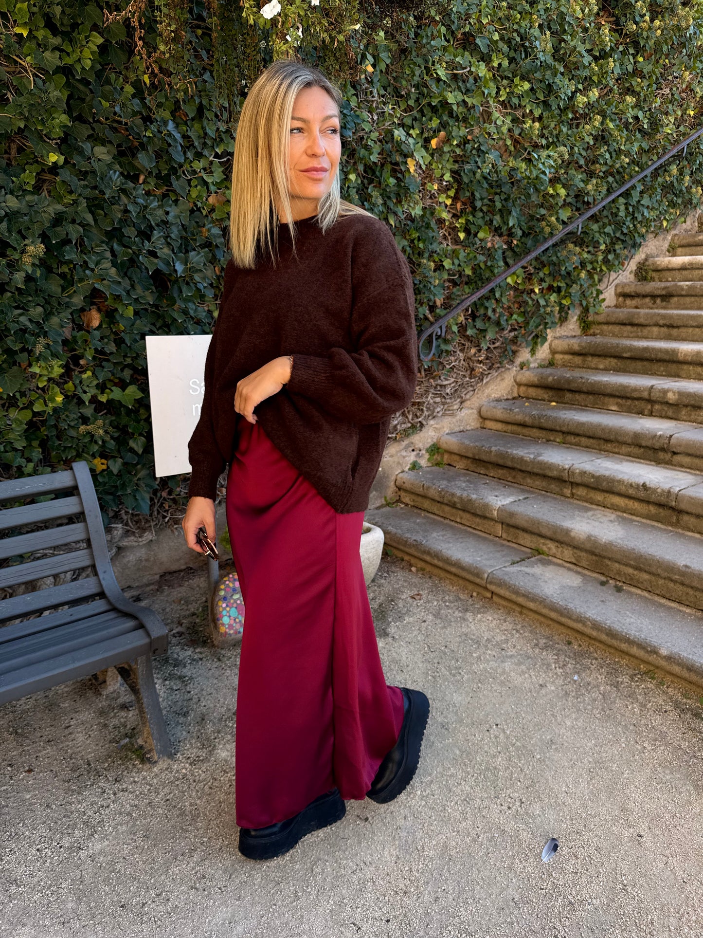 Jupe Satine Bordeaux