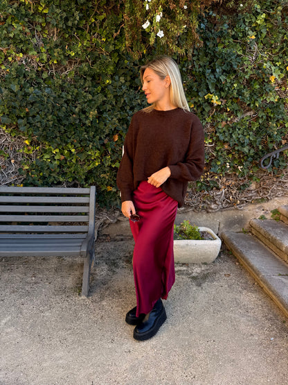 Jupe Satine Bordeaux